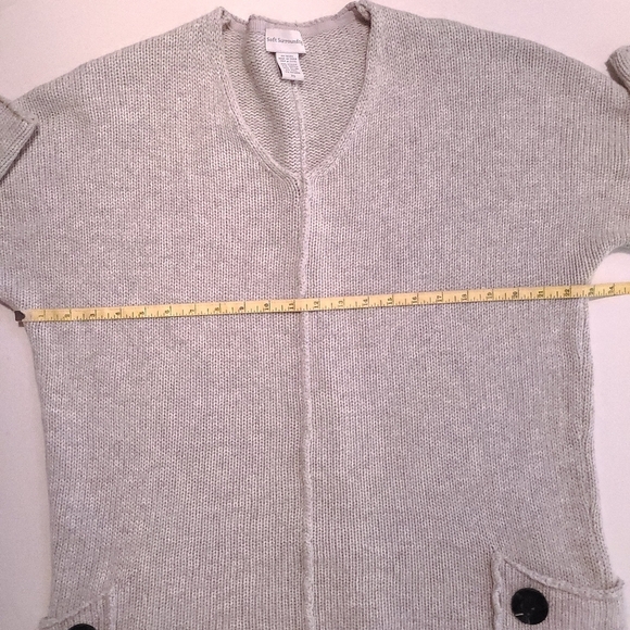 Soft Surroundings Tunic Knit Sweater XS Light Gray Dolman Sleeve V Neck Pockets - Picture 9 of 10